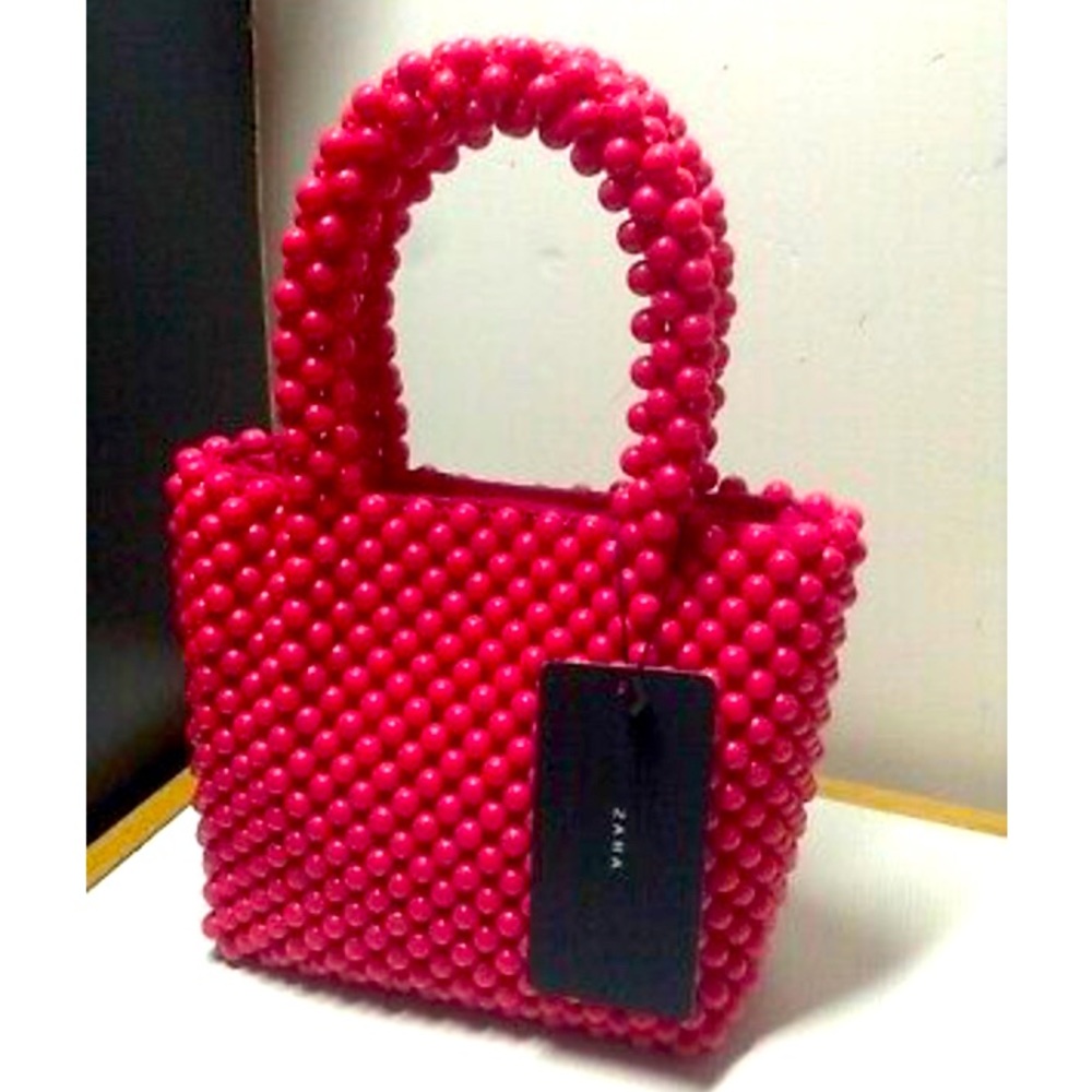 Bright red beaded bag